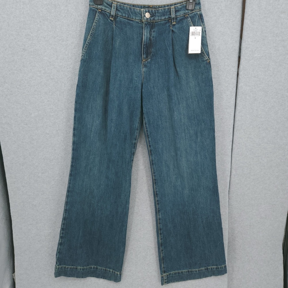 Ralph Lauren Wide Leg High Rise Haze Wash Button Jeans Womens Size 0 NWT